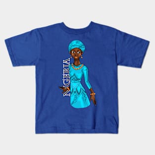 Black is Beautiful - Nigeria African Melanin Girl in traditional outfit Kids T-Shirt